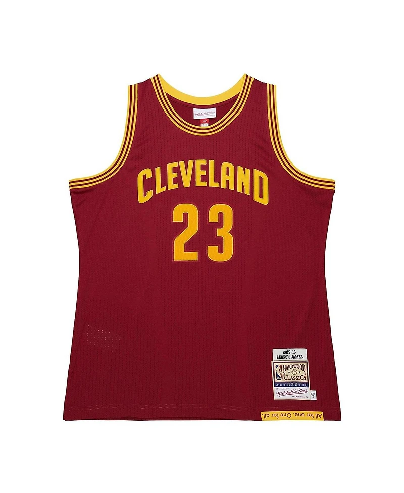 Mitchell & Ness Men's LeBron James Wine Cleveland Cavaliers Hardwood Classics 2015/16 Authentic Jersey