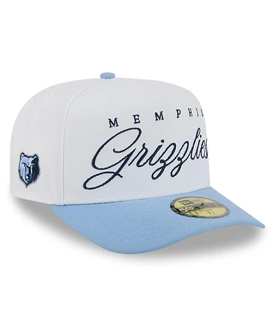 New Era Men's White/Light Blue Memphis Grizzlies 2025 Nba Draft A-Frame 59FIFTY Fitted Hat