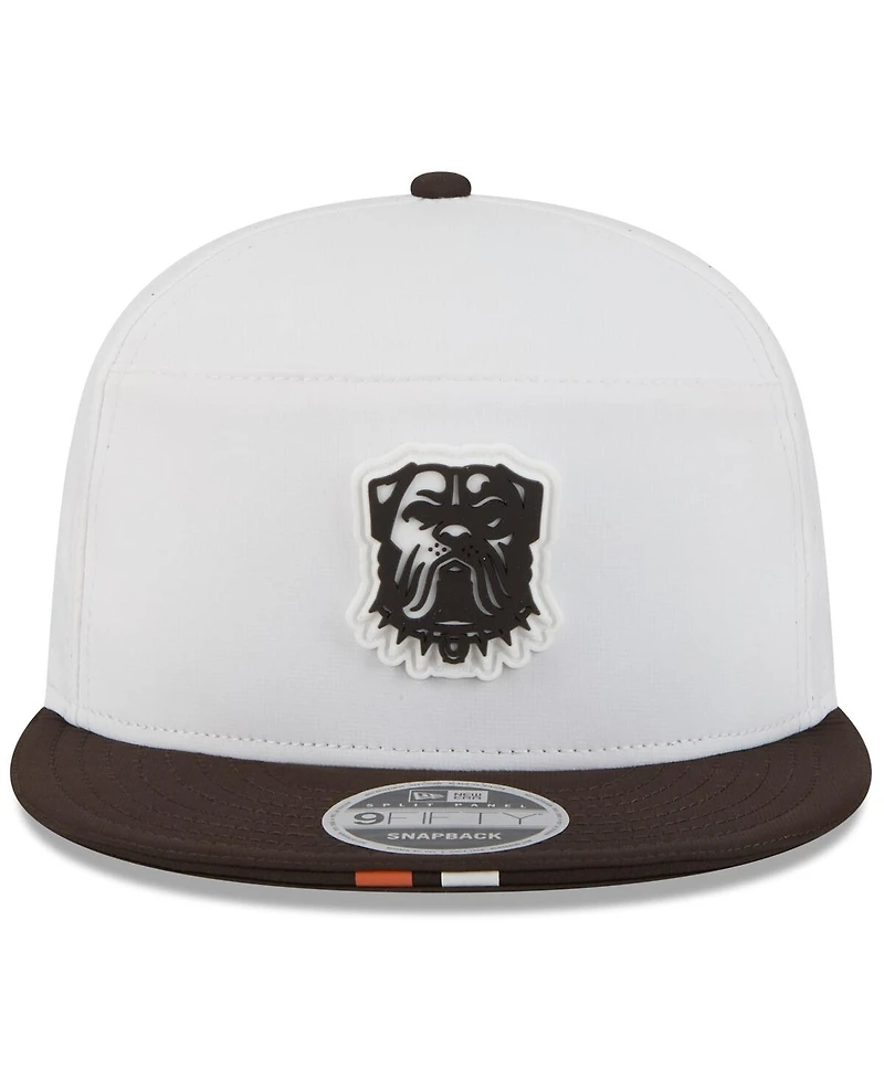 New Era Men's White/Brown Cleveland Browns 2025 Nfl Training Camp Split Panel 9FIFTY Snapback Hat