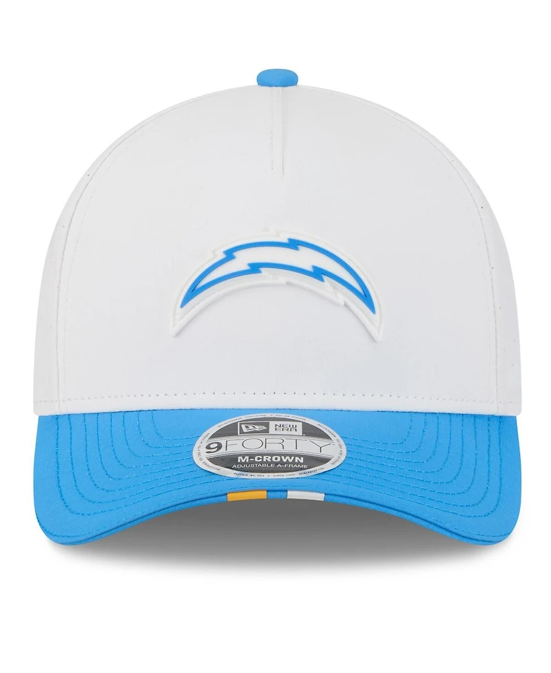 New Era Men's White/Powder Blue Los Angeles Chargers 2025 Nfl Training Camp A-Frame 9FORTY Adjustable Hat