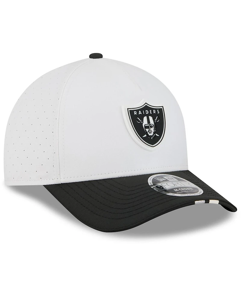 New Era Big Boys and Girls White/Black Las Vegas Raiders 2025 Nfl Training Camp A-Frame 9FORTY Adjustable Hat