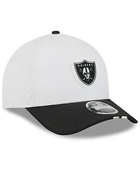 New Era Big Boys and Girls White/Black Las Vegas Raiders 2025 Nfl Training Camp A-Frame 9FORTY Adjustable Hat