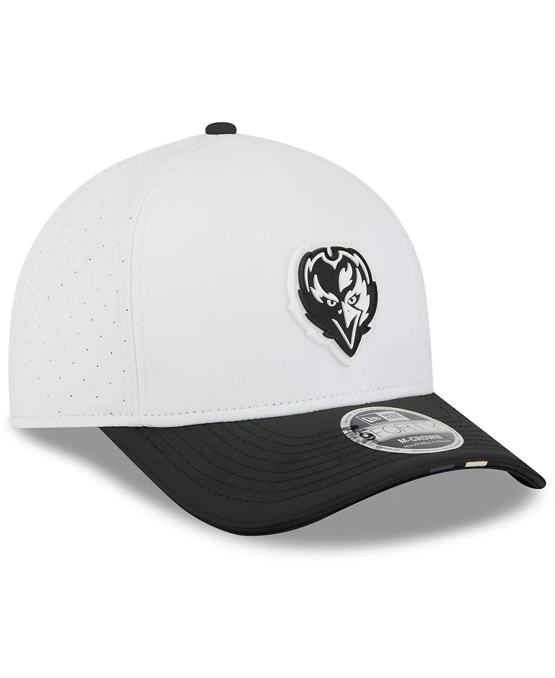New Era Big Boys and Girls White/Black Baltimore Ravens 2025 Nfl Training Camp A-Frame 9FORTY Adjustable Hat