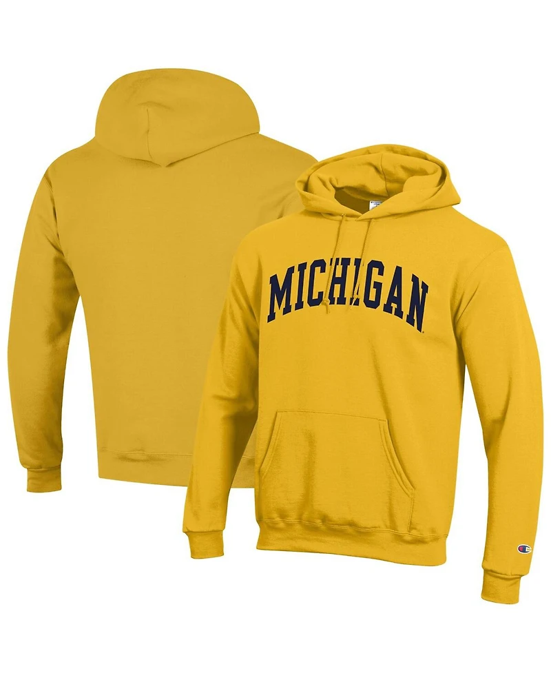 Champion Men's Maize Michigan Wolverines Basic Arch Fleece Pullover Hoodie