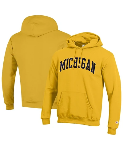 Champion Men's Maize Michigan Wolverines Basic Arch Fleece Pullover Hoodie