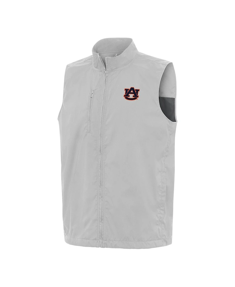 Antigua Men's Heather Gray Auburn Tigers Brisk Full-Zip Vest