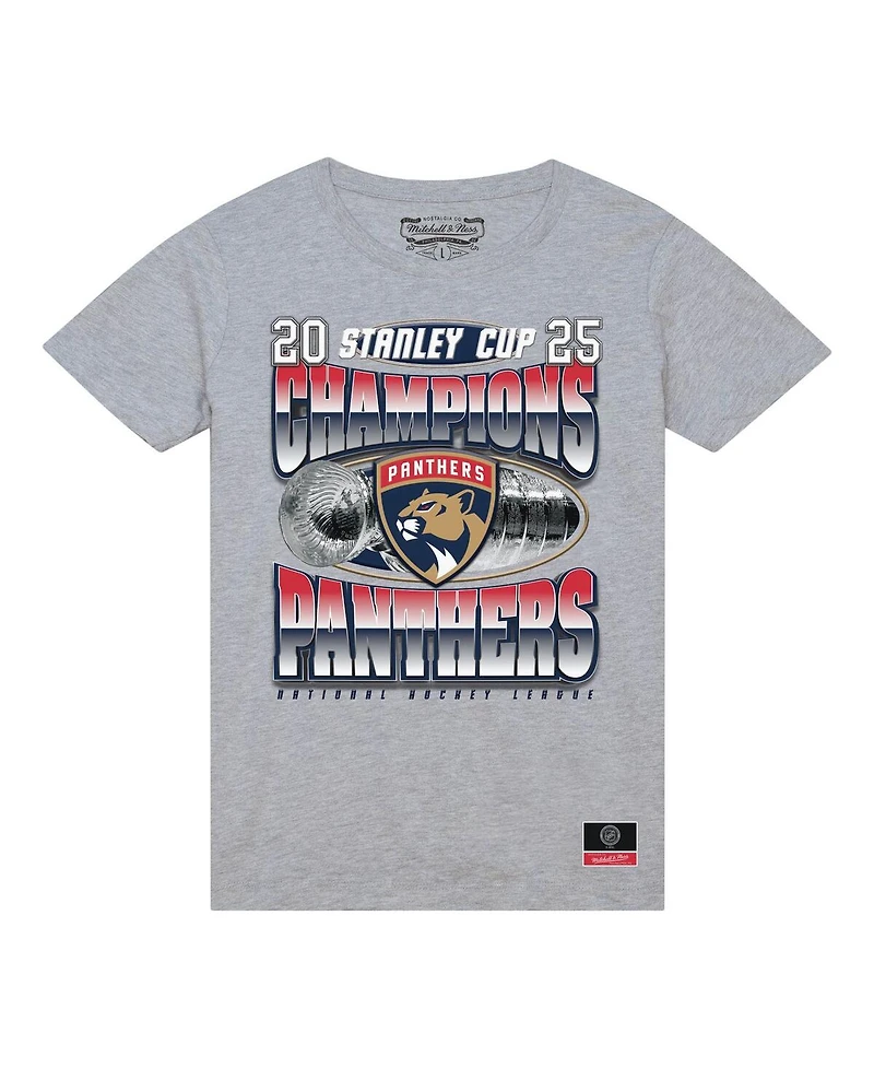 Mitchell & Ness Men's Heather Gray Florida Panthers 2025 Stanley Cup Champions Victory Arch T-Shirt