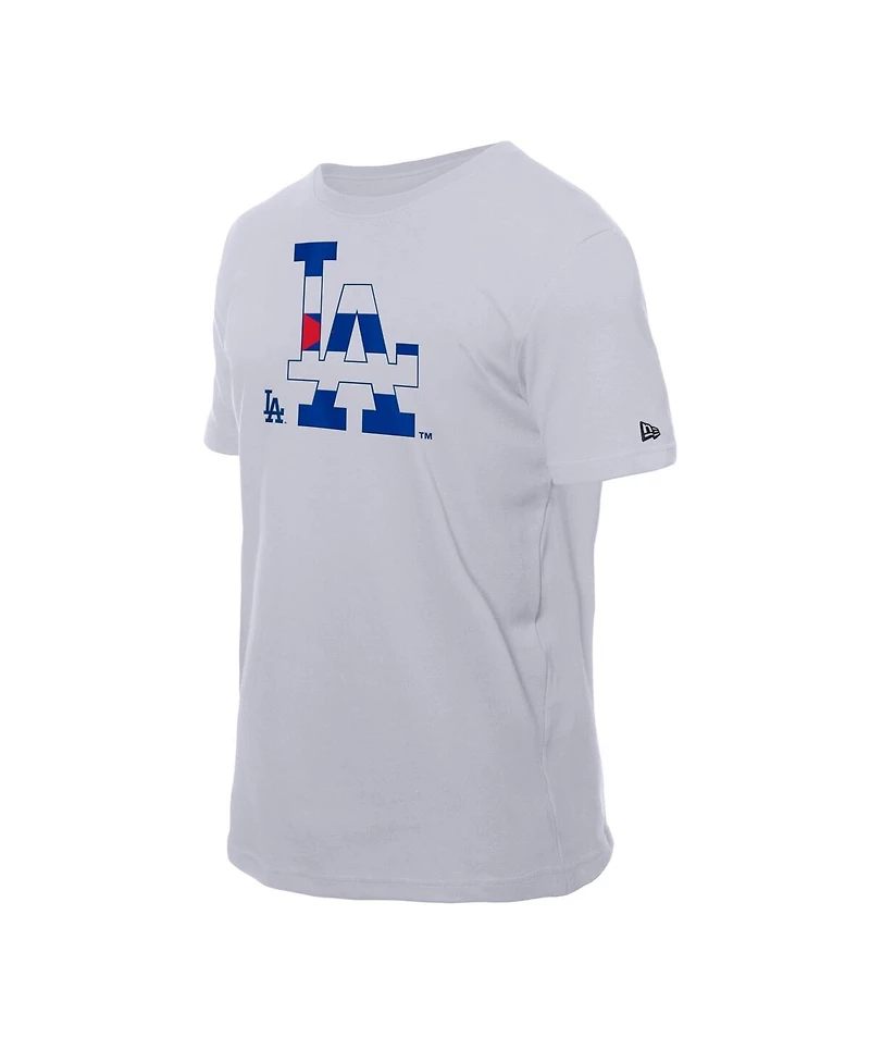 New Era Men's White Los Angeles Dodgers Cuban Flag Logo T-Shirt