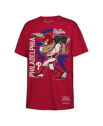 Mitchell & Ness Big Boys and Girls Red Philadelphia Phillies Distressed Torpedo Launch T-Shirt