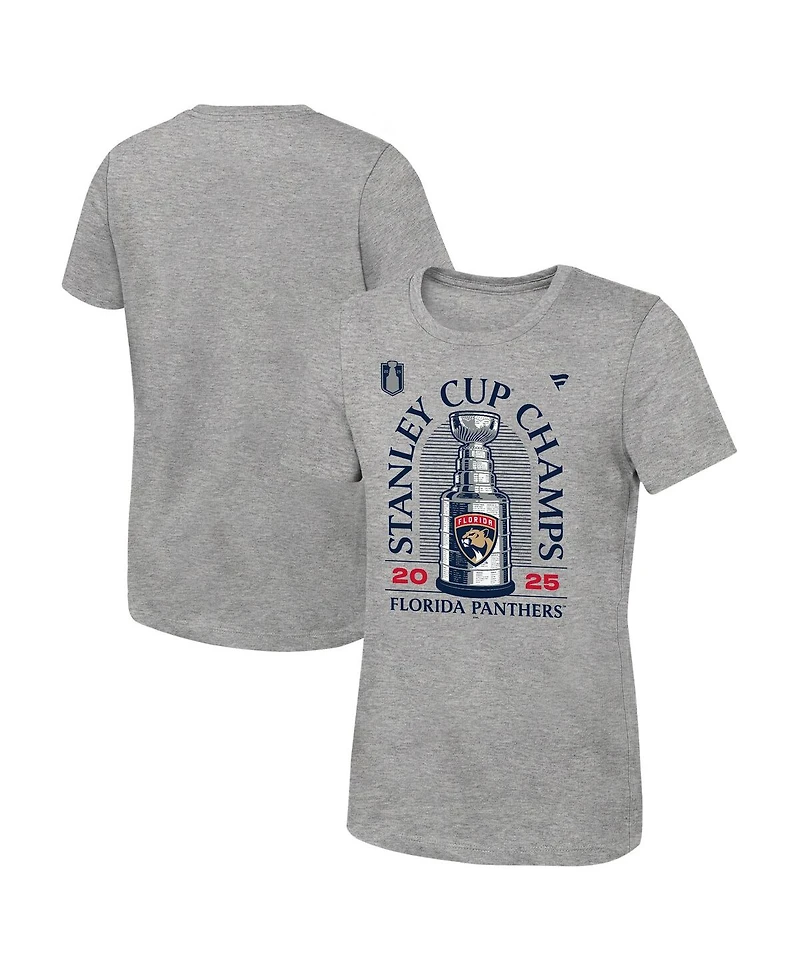 Fanatics Big Boys and Girls Heather Gray Florida Panthers 2025 Stanley Cup Champions Locker Room T-Shirt