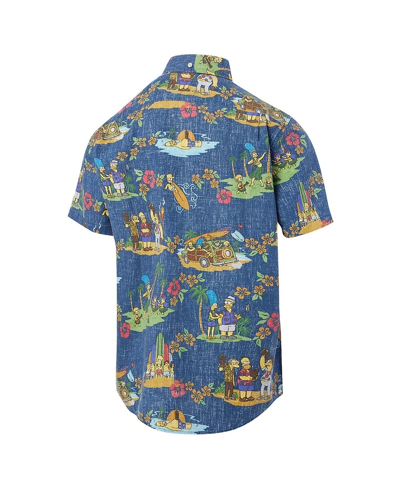 Reyn Spooner Men's Navy The Simpsons Hawaiian Vacation Tailored Button-Down Shirt