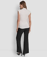 Dkny Women's Mock-Neck Sleeveless Side-ruched Knit Top, Regular & Petite