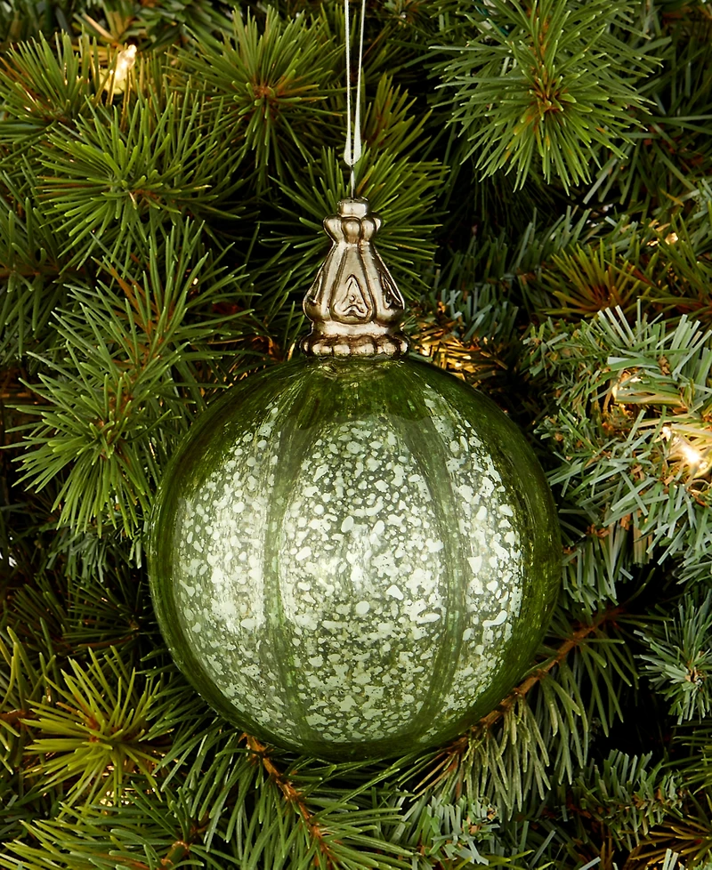 Holiday Lane Enchanted Emerald Green and Silver Ball Ornament, Macy's Exclusive