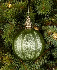 Holiday Lane Enchanted Emerald Green and Silver Ball Ornament, Macy's Exclusive