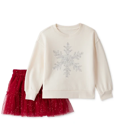 Carter's Toddler Girls Snowflake-Print Long-Sleeve Top & Skort, 2 Piece Set