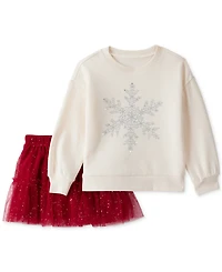 Carter's Toddler Girls Snowflake-Print Long-Sleeve Top & Skort, 2 Piece Set