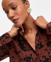 I.n.c. International Concepts Women's Printed Button-Front Shirt, Macy's Exclusive