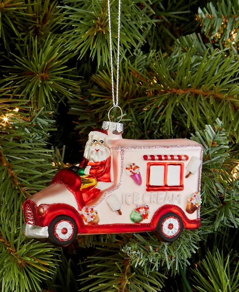 Holiday Lane Sugar Plum Glass Santa's Ice Cream Truck Ornament, Macy's Exclusive