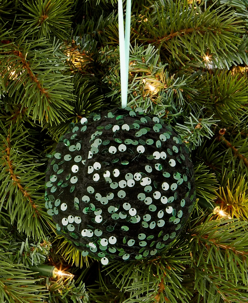 Holiday Lane Enchanted Forest Green Sequin Ball Ornament, Macy's Exclusive