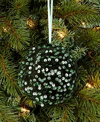 Holiday Lane Enchanted Forest Green Sequin Ball Ornament, Macy's Exclusive