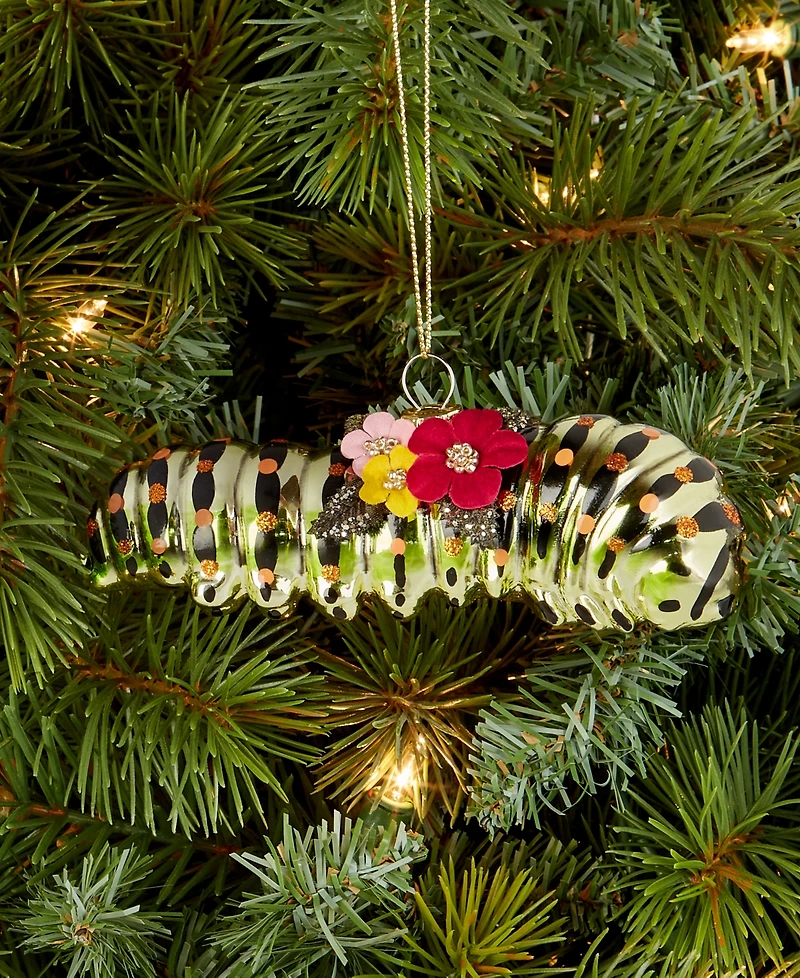Holiday Lane Enchanted Forest Glass Caterpillar Ornament, Macy's Exclusive