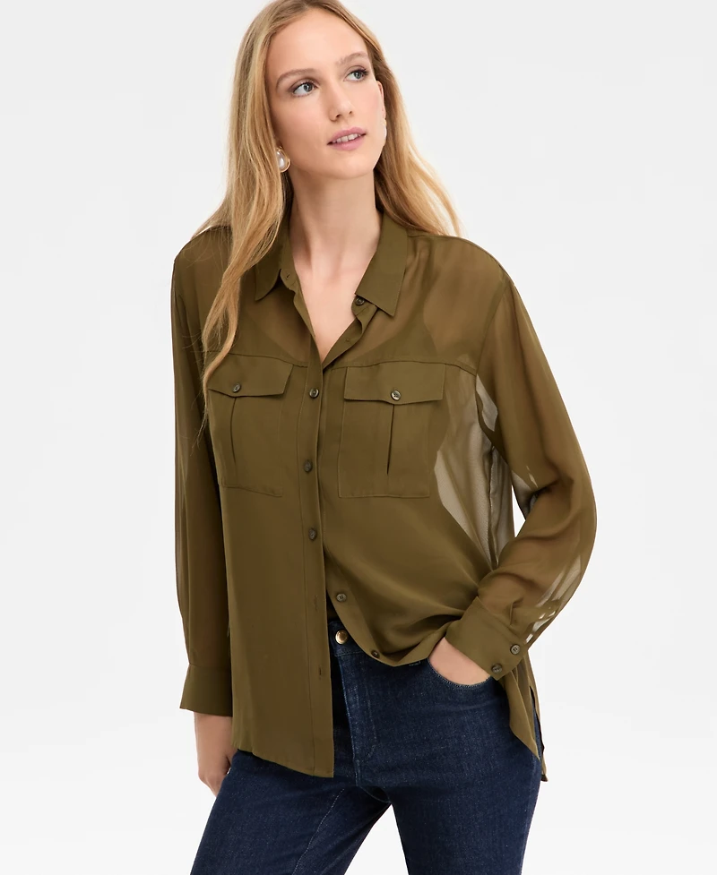I.n.c. International Concepts Women's Button-Front Shirt, Macy's Exclusive