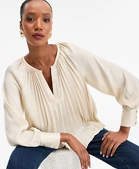 I.n.c. International Concepts Women's Pleated V-Neck Blouse, Macy's Exclusive