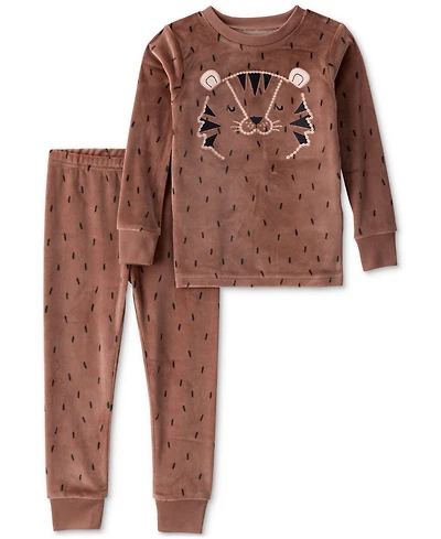 Carter's Toddler Boys Tiger-Print Velour Long-Sleeve 2-Piece Pajamas