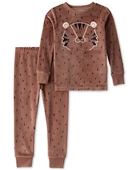 Carter's Toddler Boys Tiger-Print Velour Long-Sleeve 2-Piece Pajamas