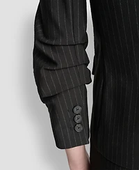 Dkny Women's Pinstripe Ruched-Sleeve One-Button Blazer