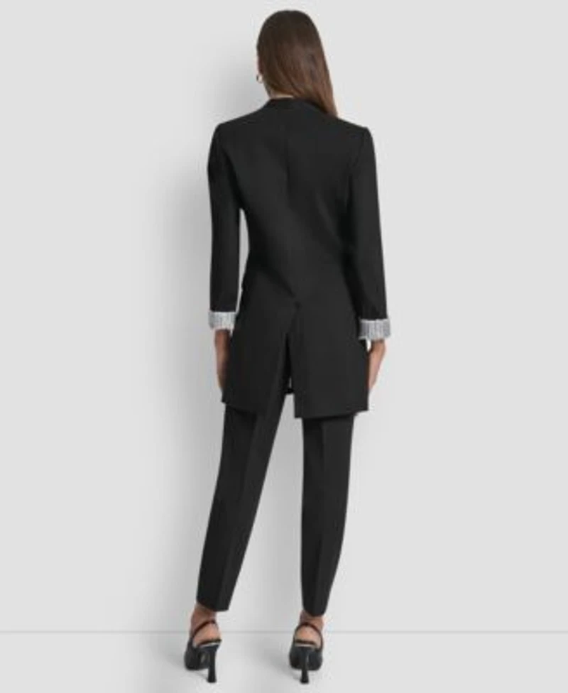 Dkny Womens Collarless Open Front Topper Jacket Womens Hollywood Slim Leg Ponte Knit Pants