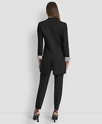 Dkny Womens Collarless Open Front Topper Jacket Womens Hollywood Slim Leg Ponte Knit Pants