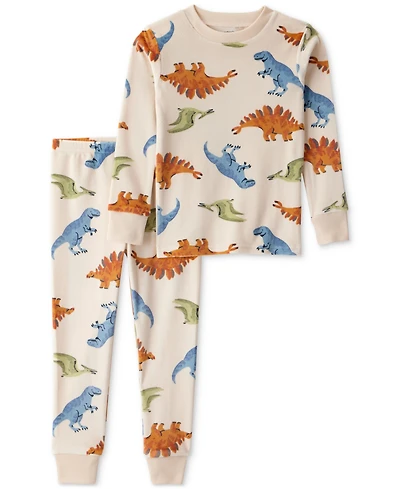 Carter's Toddler Boys Dinosaur-Print Velour Long-Sleeve Loose-Fit 2-Piece Pajamas