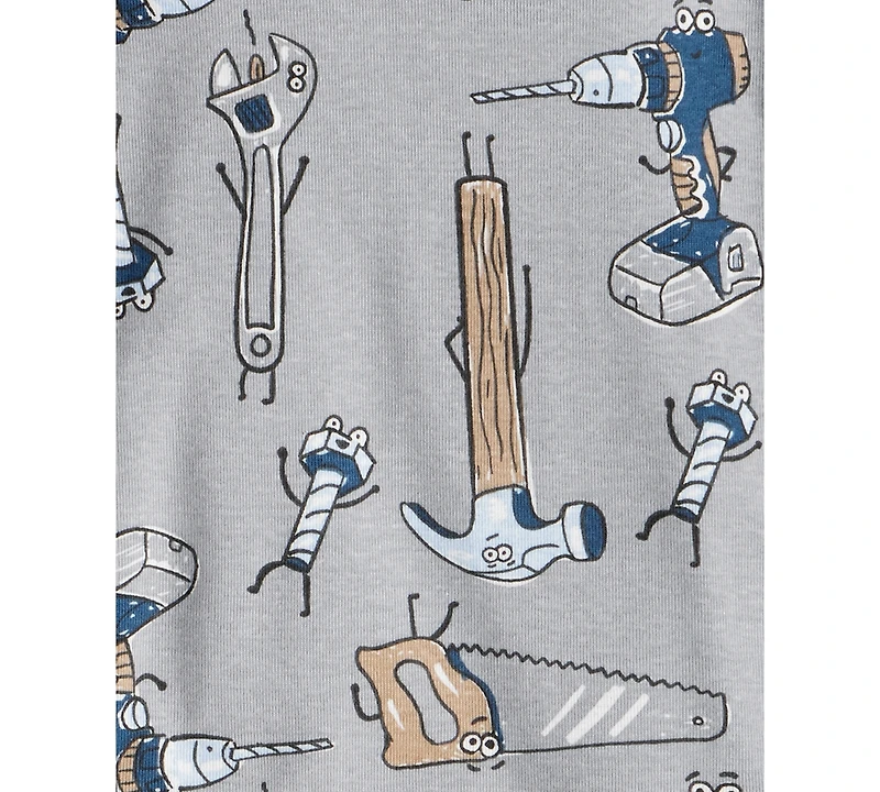 Carter's Toddler Boys Construction-Print 100% Cotton Long-Sleeve Snug-Fit 4-Piece Pajamas