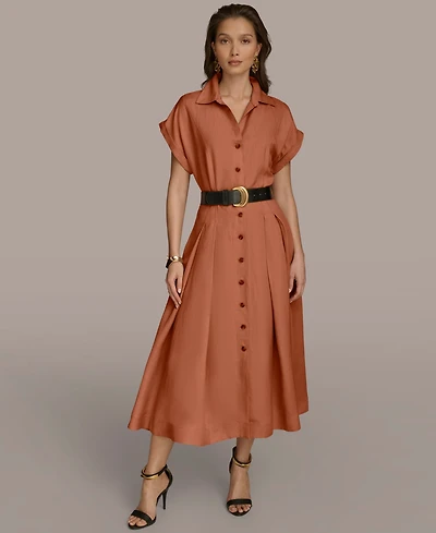 Donna Karan New York Women's Belted Midi Shirtdress