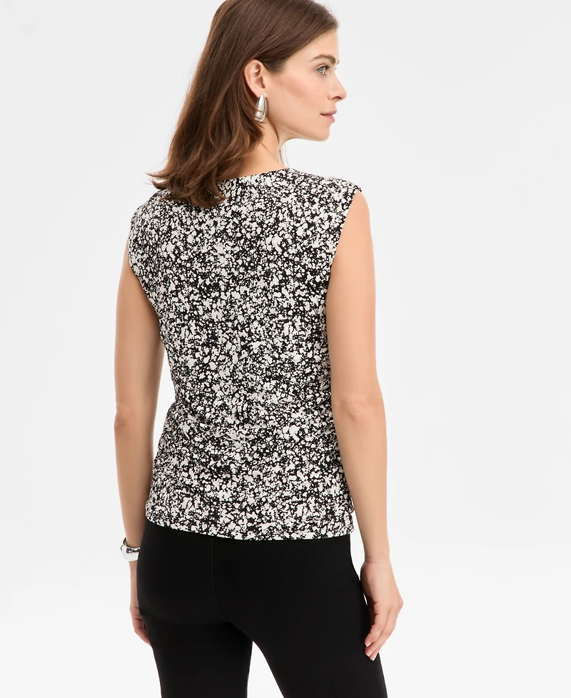 I.n.c. International Concepts Women's Short-Sleeve Ruched Boatneck Top, Macy's Exclusive