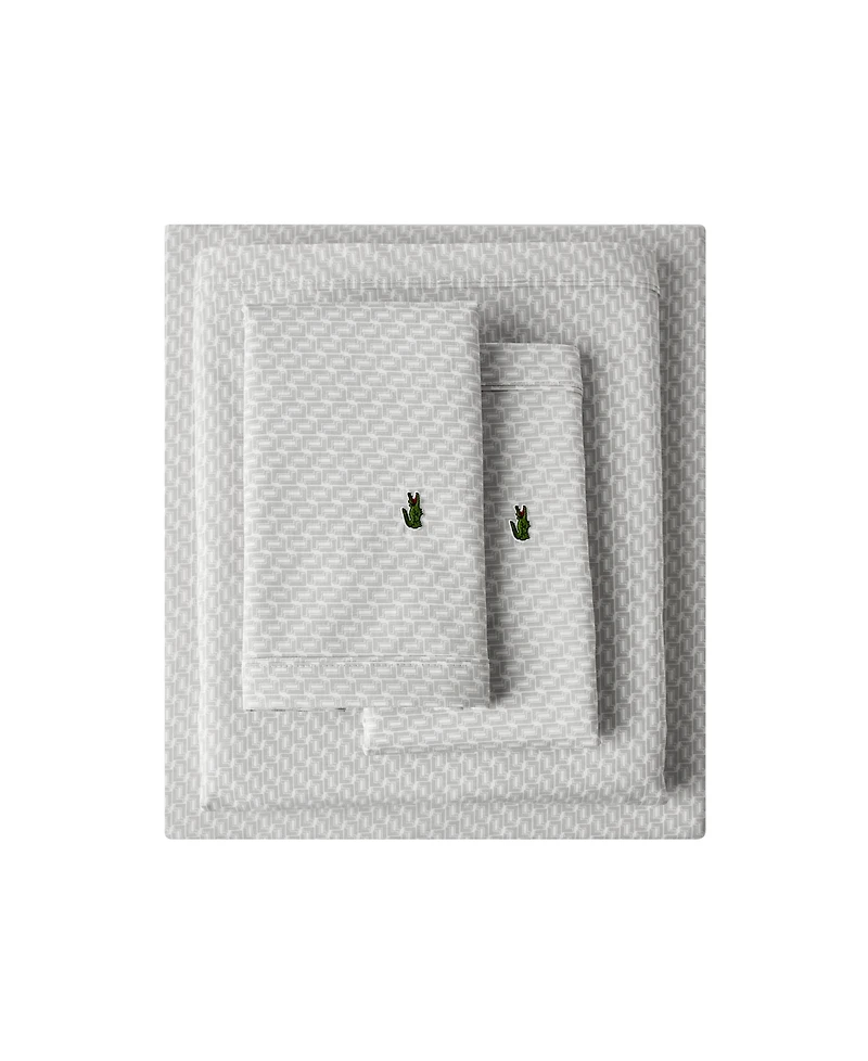 Lacoste Mini Geo Logo 200-Thread Count Cotton 4-Pc. Sheet Set, California King