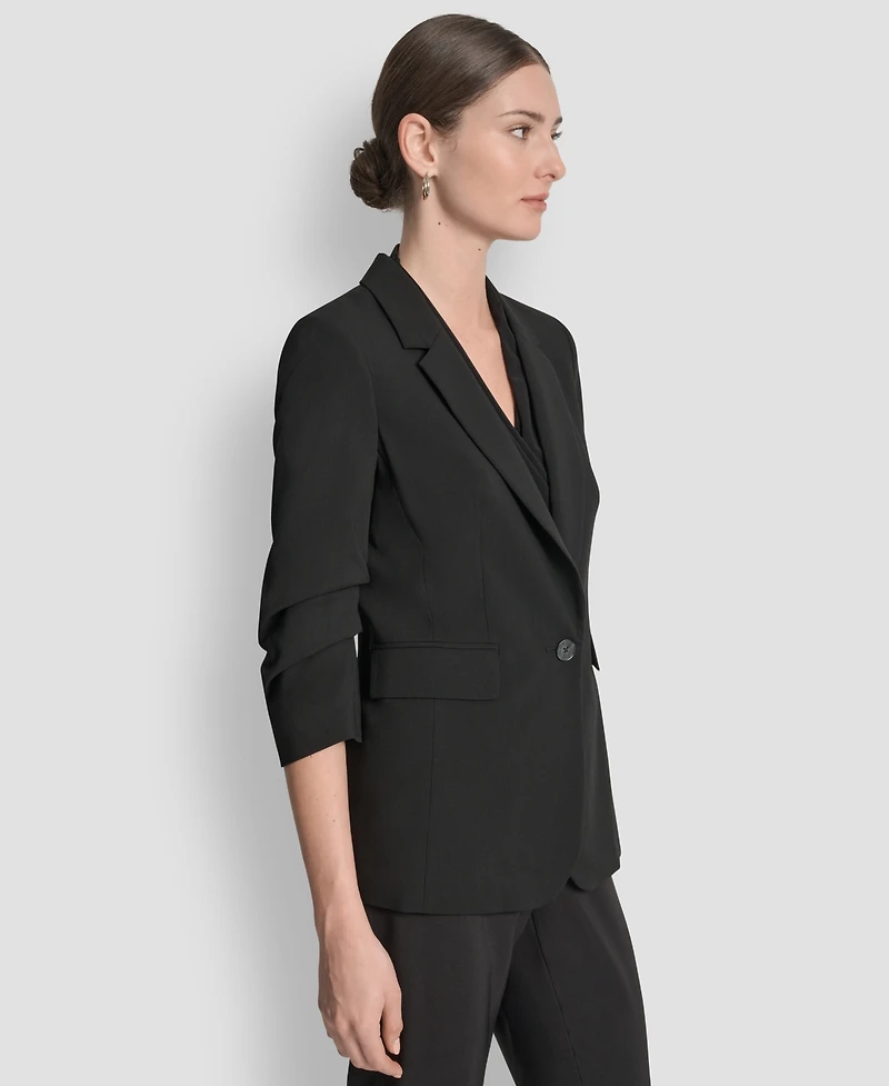 Dkny Women's Ruched-Sleeve One-Button Blazer