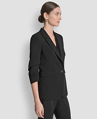 Dkny Women's Ruched-Sleeve One-Button Blazer