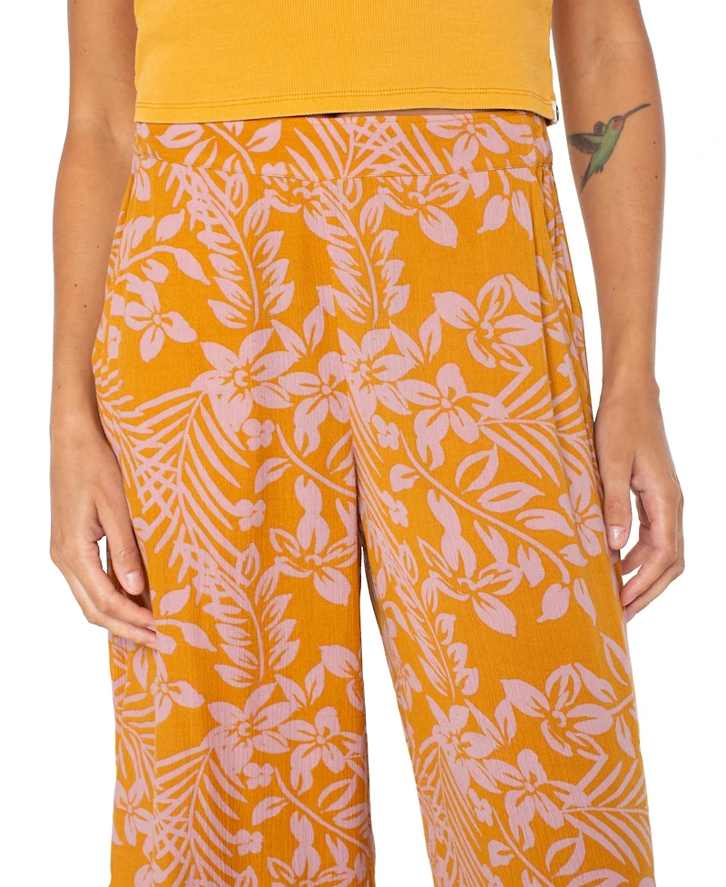 Roxy Juniors' Floral-Print Midnight Avenue Crinkled Pull-On Pants