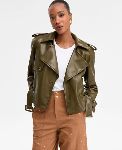 I.n.c. International Concepts Women's Faux-Leather Biker Jacket, Macy's Exclusive
