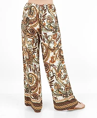 Fever Women's Boarder Printed Drawstring Pants