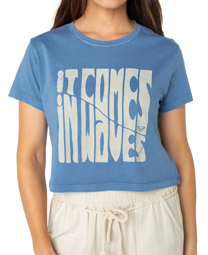 Roxy Juniors' Comes Waves Cropped Cotton T-Shirt