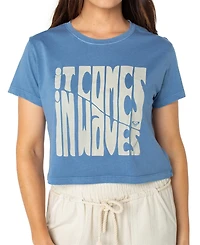 Roxy Juniors' Comes Waves Cropped Cotton T-Shirt