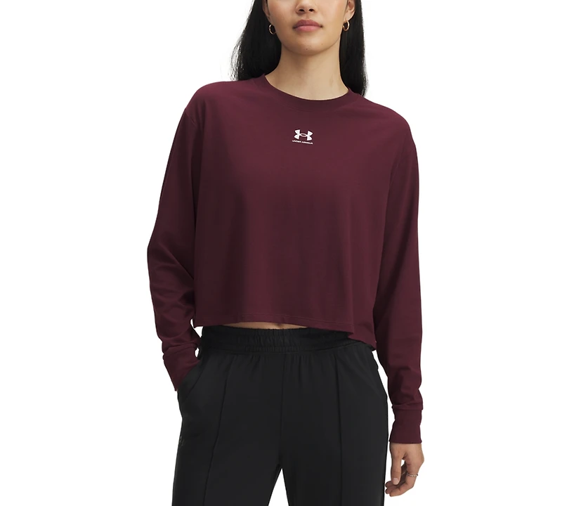 Under Armour Women's Active Campus Boxy Cropped Long-Sleeve T-Shirt
