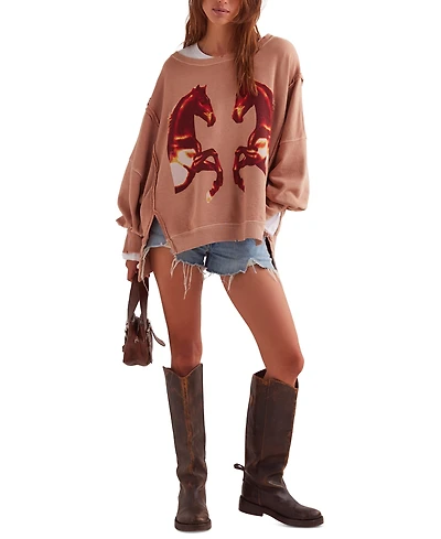 Free People Women's Graphic Camden High-Low Sweatshirt
