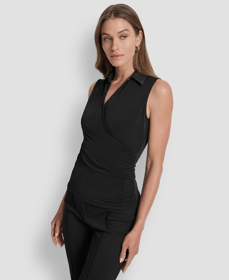 Dkny Women's Contrast-Collar Surplice Top