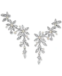 Eliot Danori Cubic Zirconia & Imitation Pearl Flower Climber Statement Earrings, Exclusively at Macy's