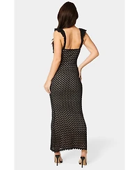 Bebe Women's Lace Keyhole Maxi Dress