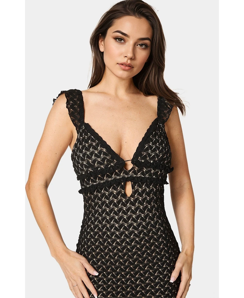 Bebe Women's Lace Keyhole Maxi Dress